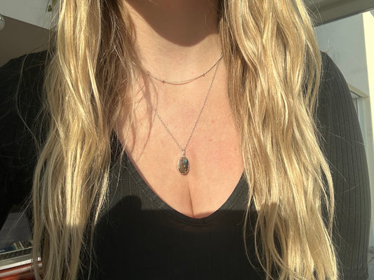 Collier Double Chaîne Opale Matrix