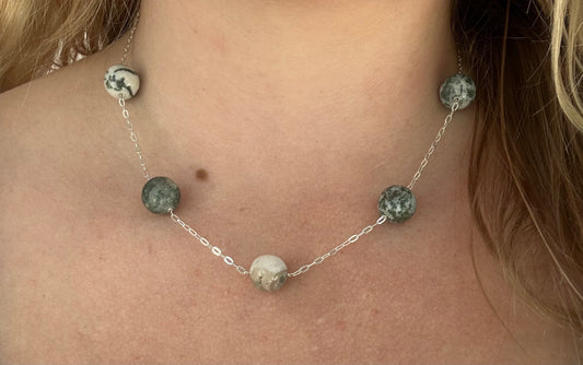 Collier 5 Agates Mousse 12mm