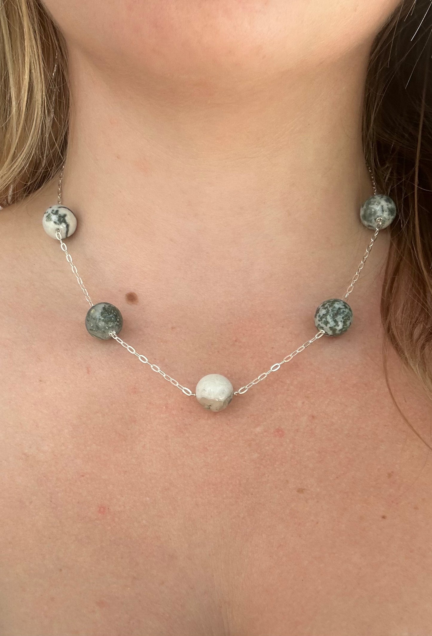 Collier 5 Agates Mousse 12mm