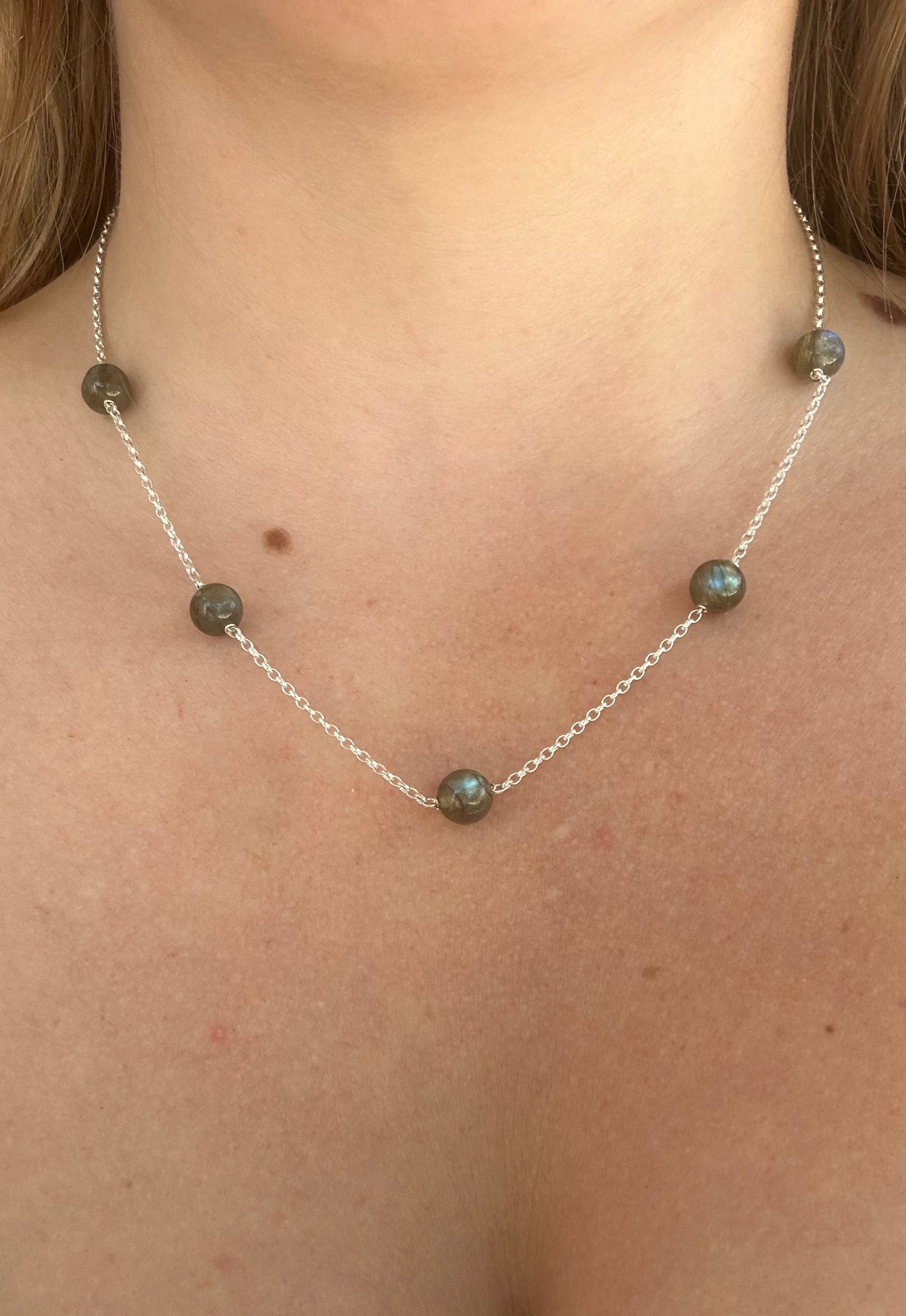 Collier 5 Perles Labradorite 8mm