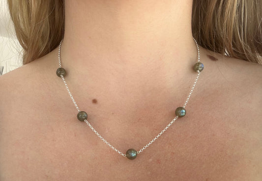 Collier 5 Perles Labradorite 8mm