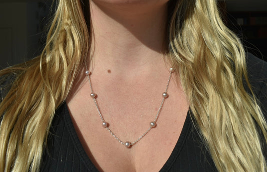 Collier 7 Perles D'eau Douce Rose