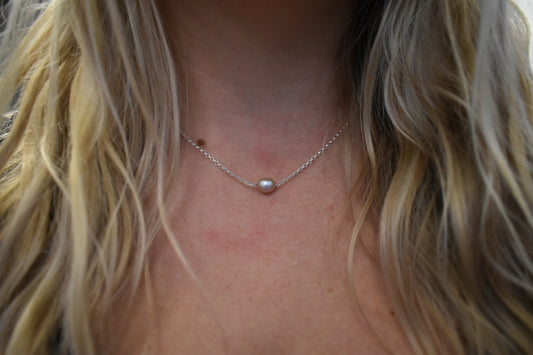 Collier Perle D'eau Douce Ovale Rose 6x8mm