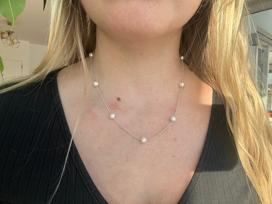 Collier 7 Perles D'eau Douce Blanche