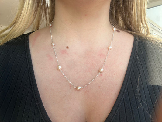 Collier 7 Perles D'eau Douce Dorée