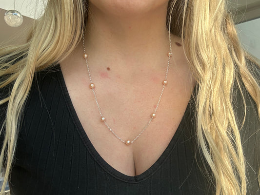 Collier 7 Perles D'eau Douce Saumon