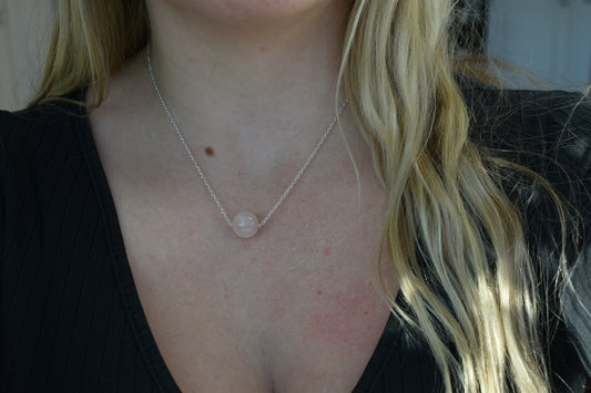 Collier Quartz Rose 12mm