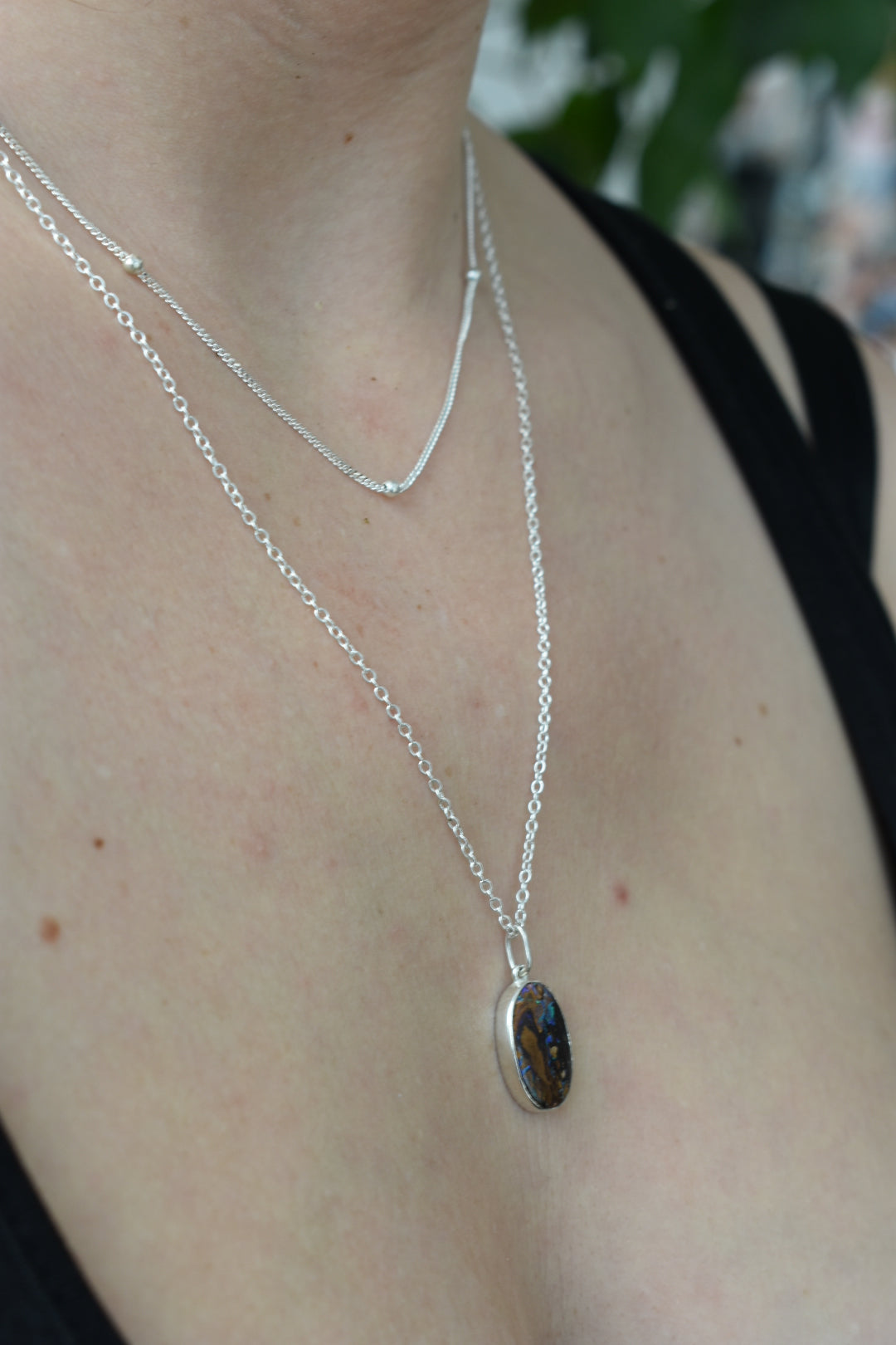 Collier Double Chaîne Opale Matrix