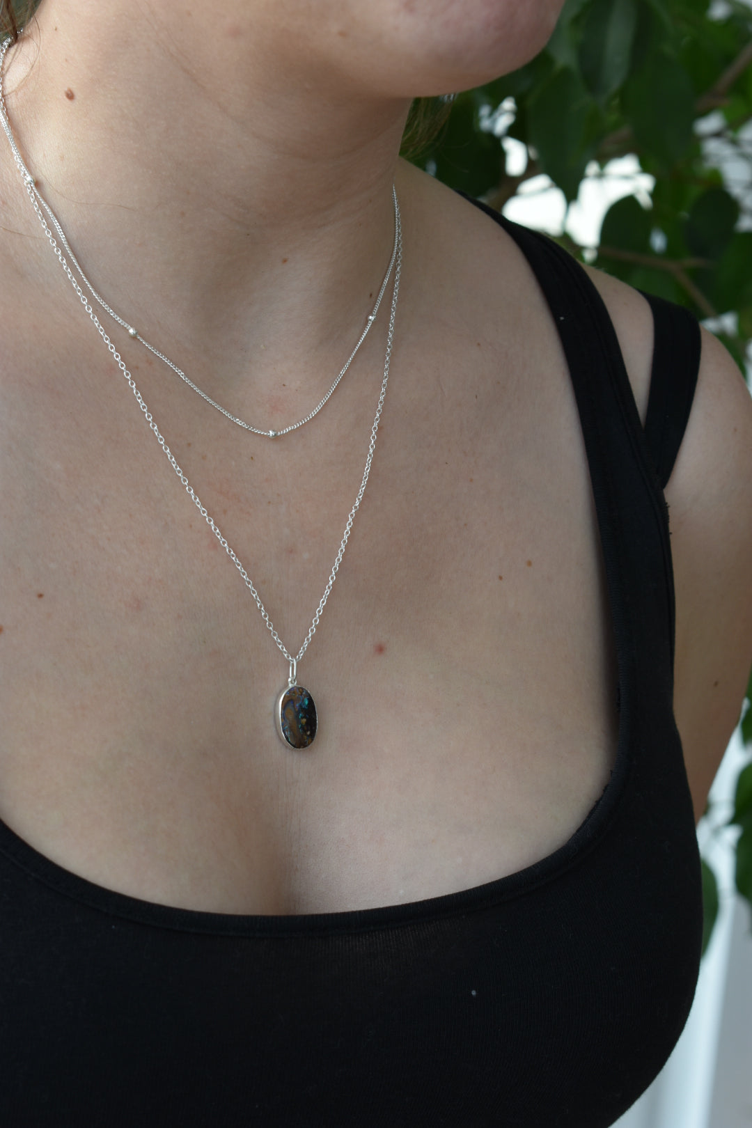 Collier Double Chaîne Opale Matrix
