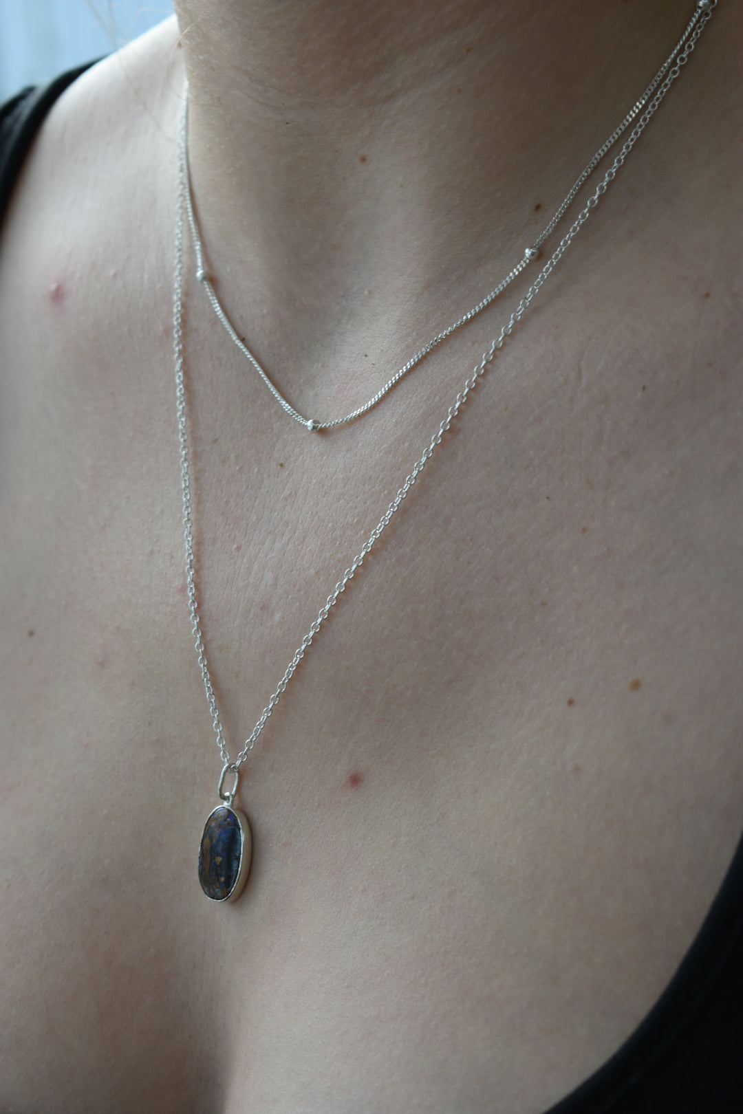 Collier Double Chaîne Opale Matrix