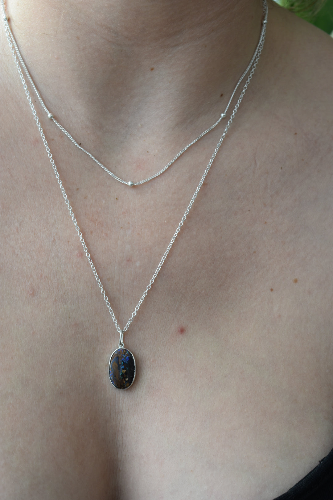 Collier Double Chaîne Opale Matrix