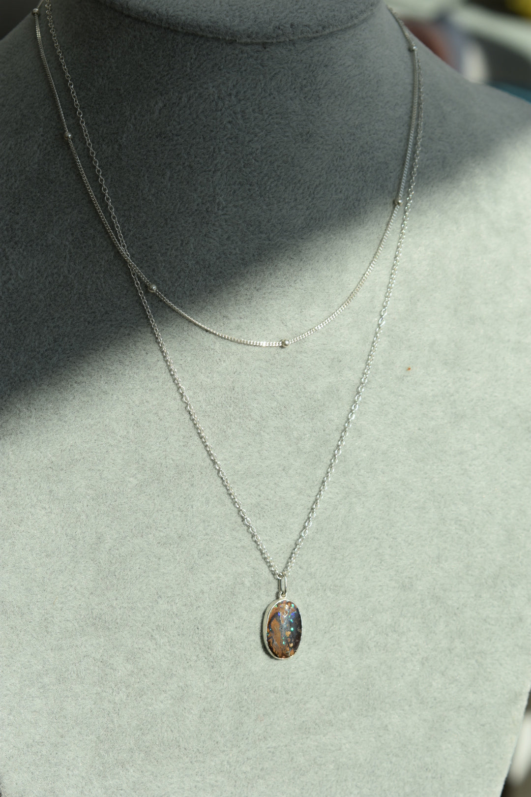 Collier Double Chaîne Opale Matrix