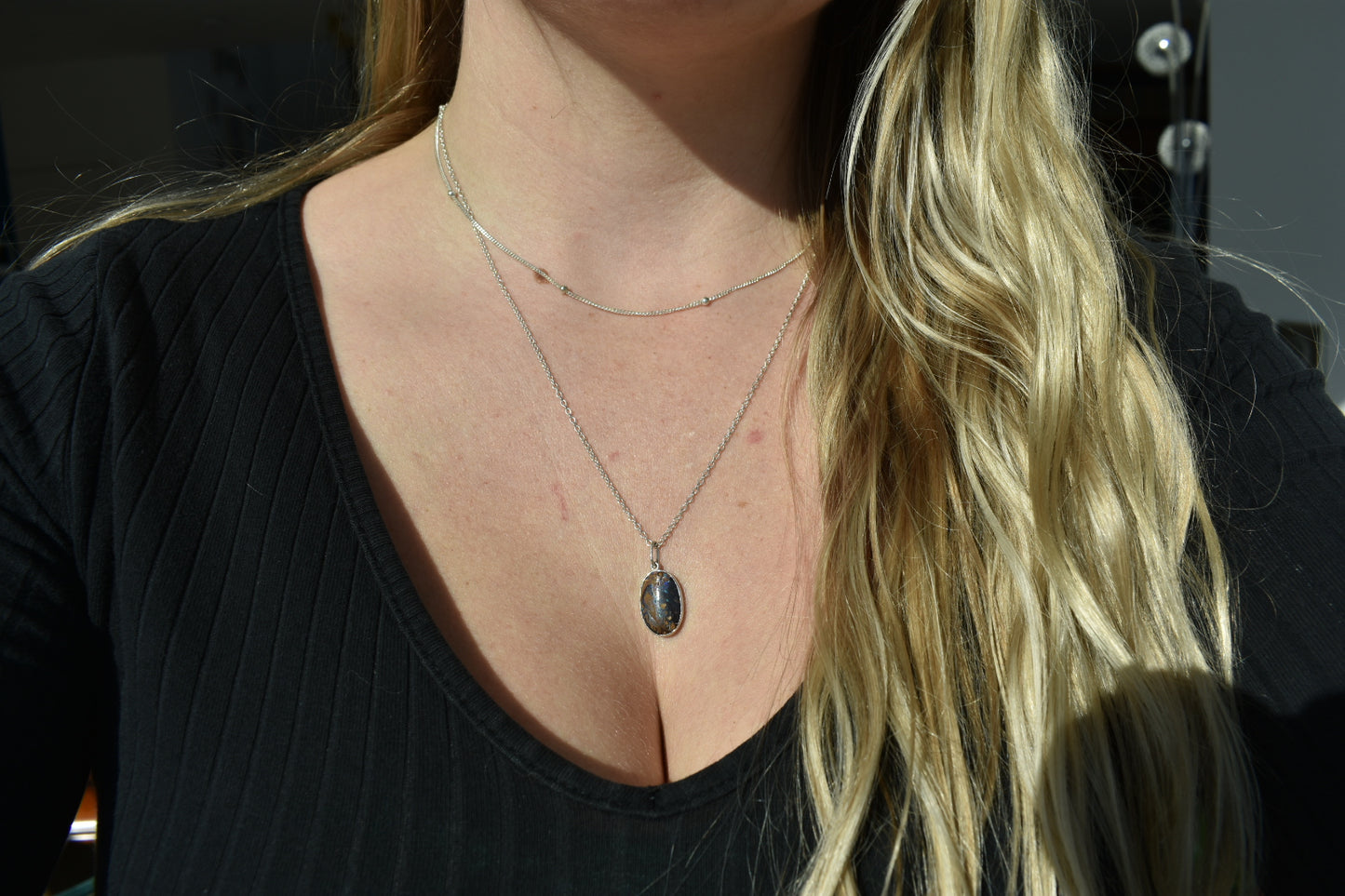 Collier Double Chaîne Opale Matrix