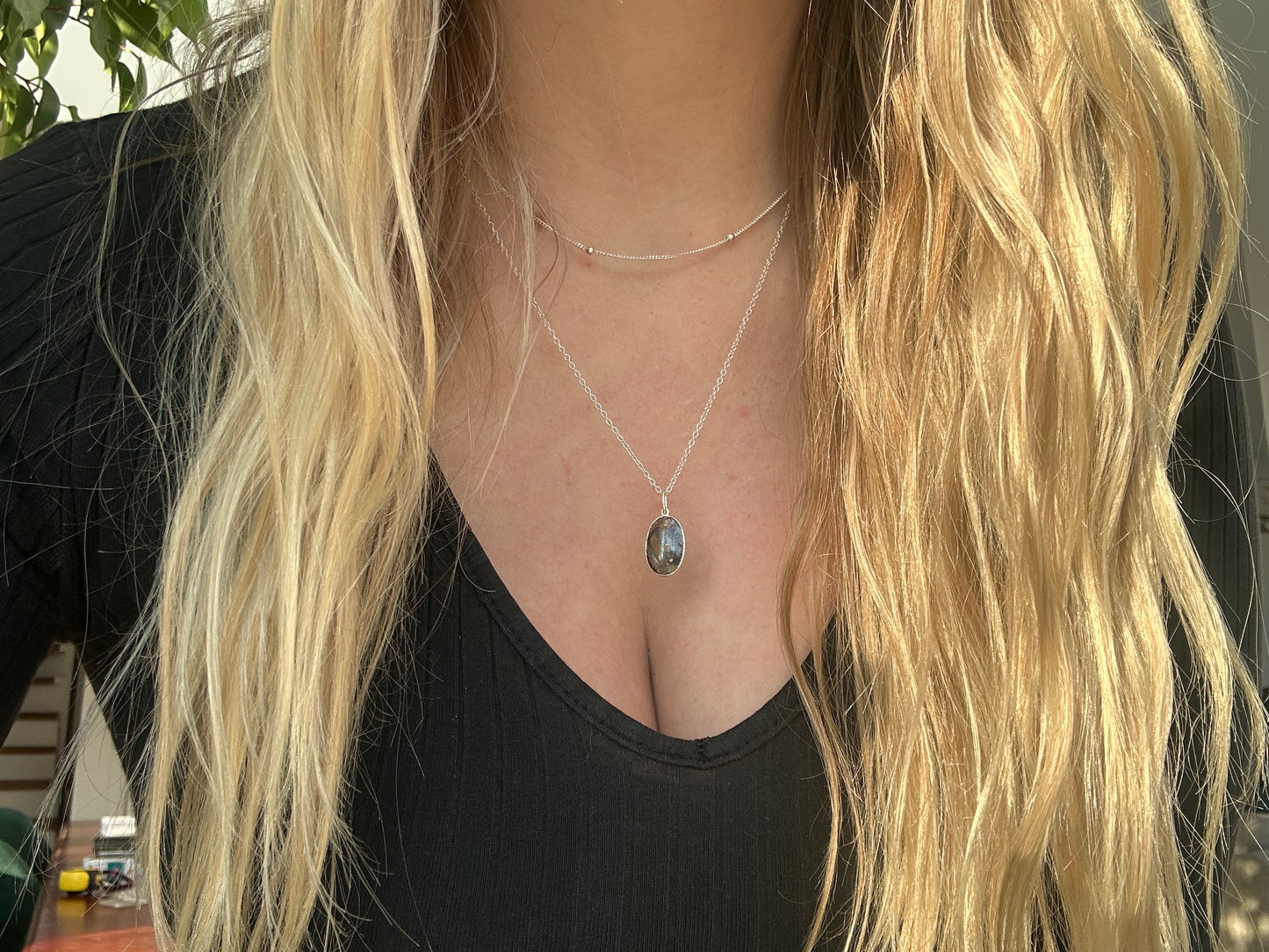 Collier Double Chaîne Opale Matrix