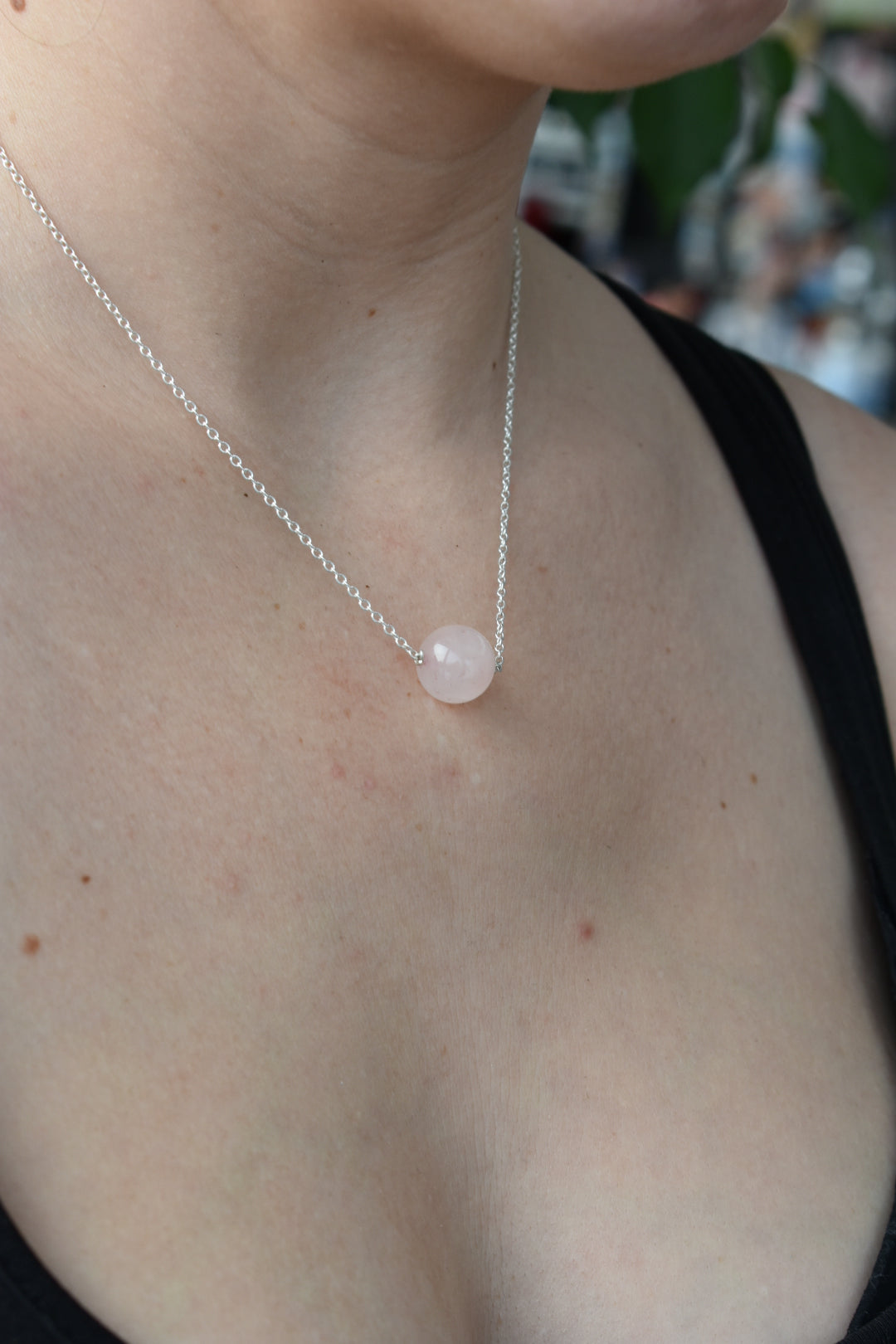 Collier Quartz Rose 12mm