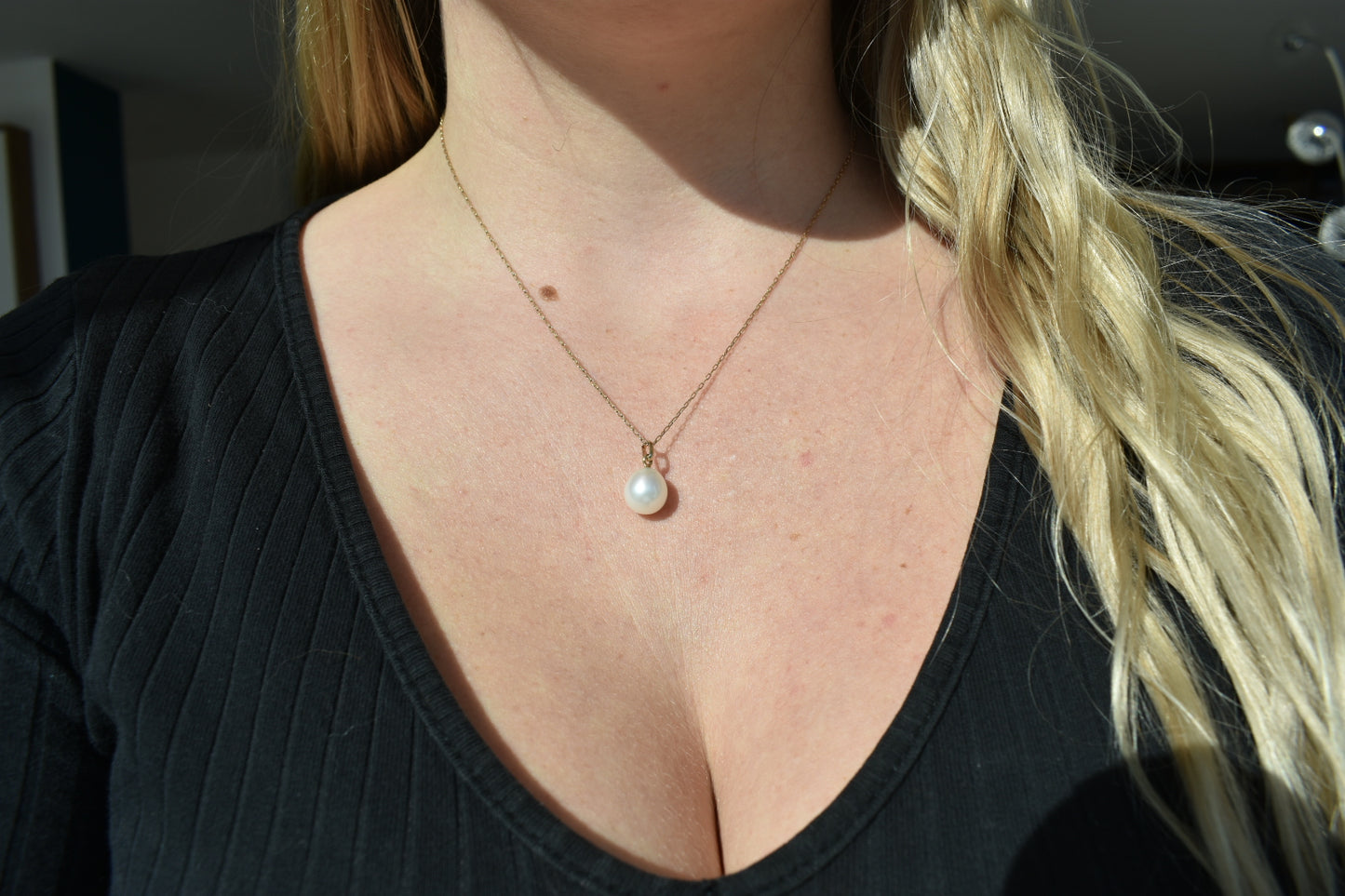 Pendentif Or Jaune 18K Perle D'eau Douce 9x11mm