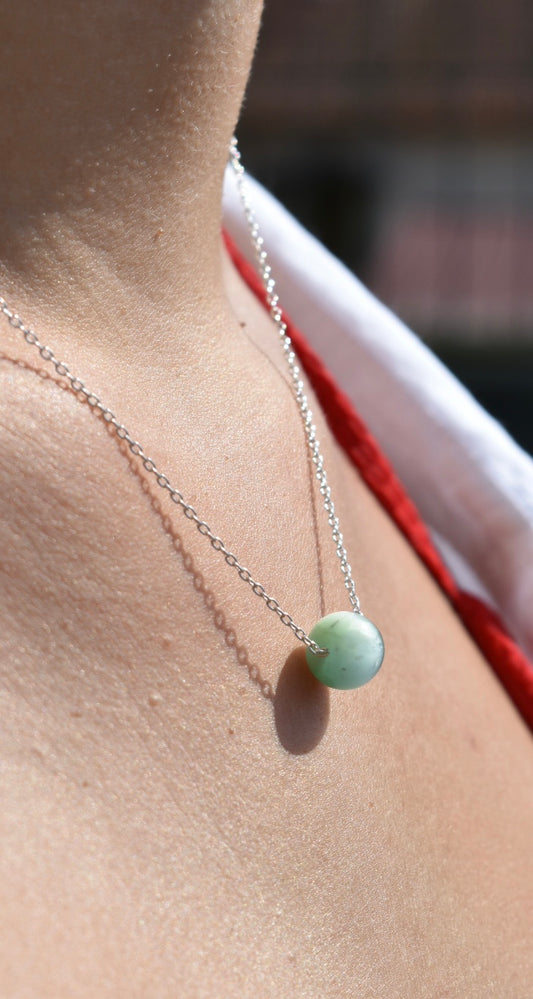 Collier Agate Vert Eau 10mm