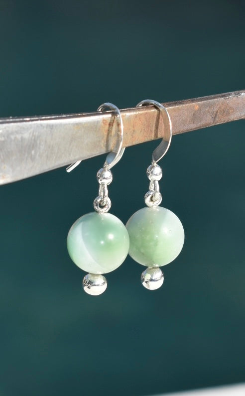 Boucles D'oreilles Agate Vert Eau 12mm