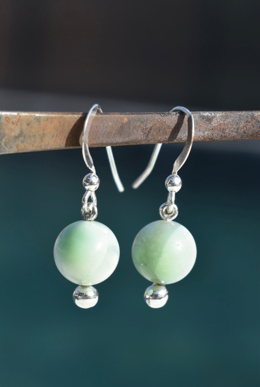 Boucles D'oreilles Agate Vert Eau 12mm