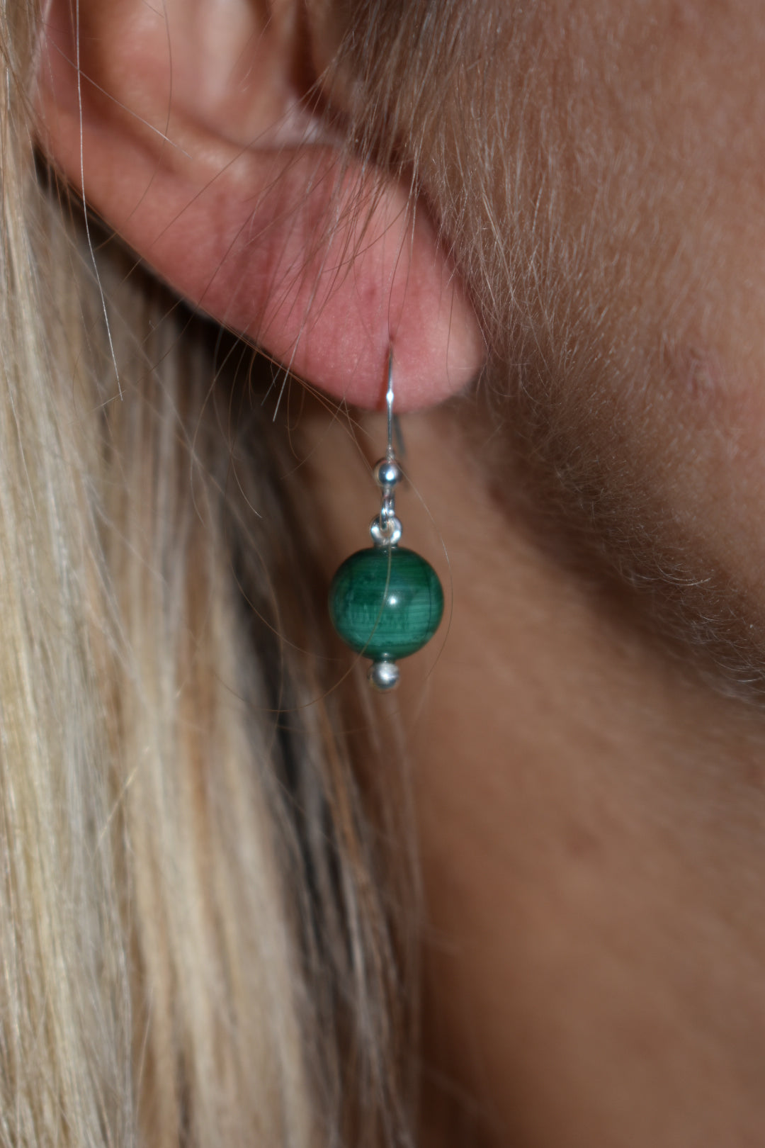 Boucles d'oreilles Malachite 10mm