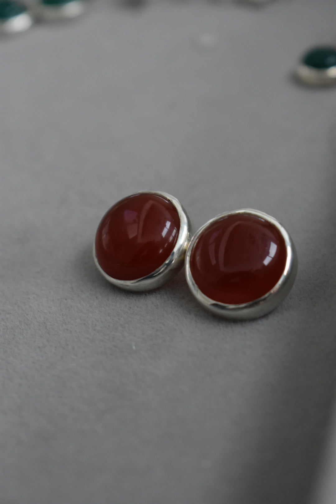 Boucles D'oreilles Agates Rouges 16mm