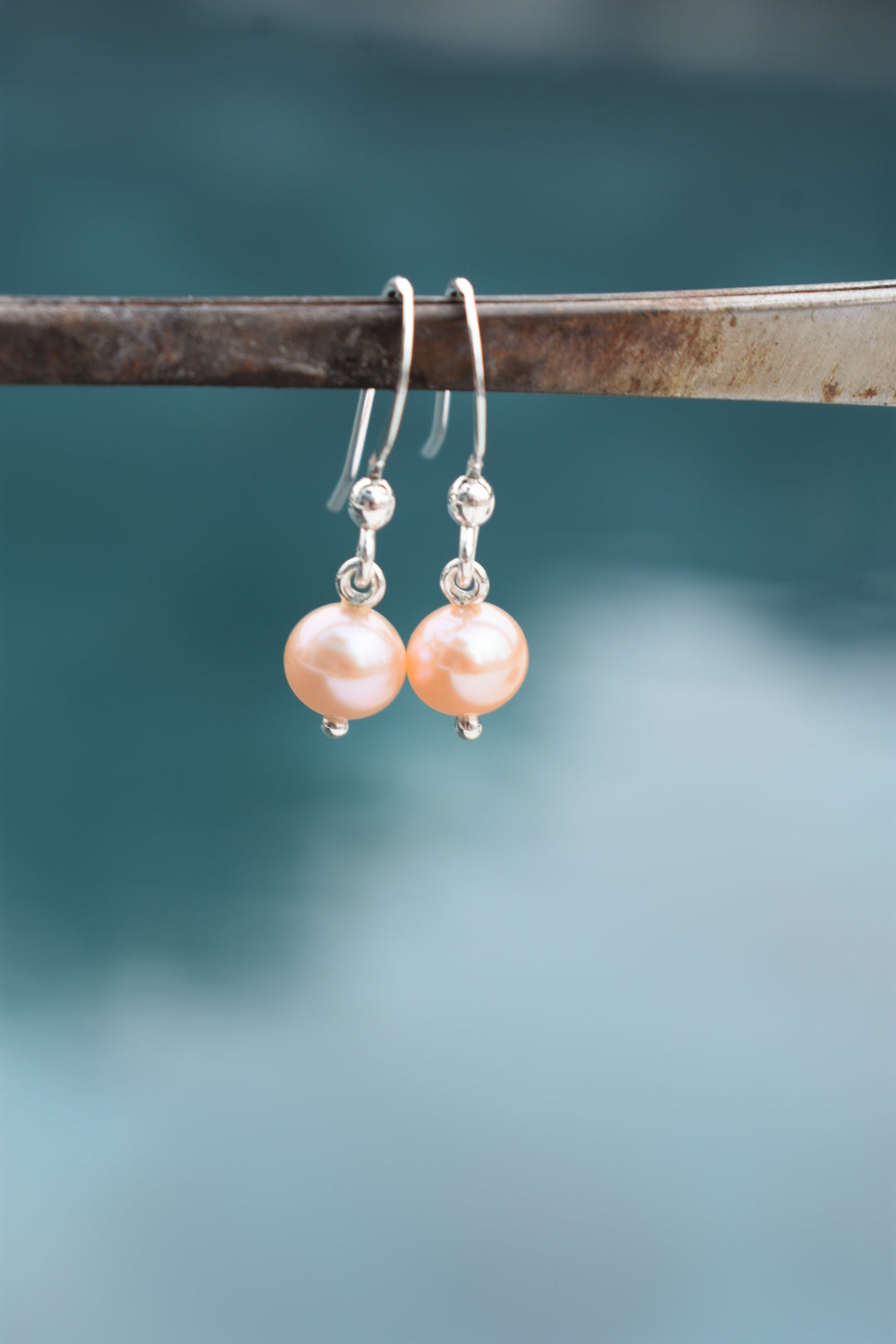 Boucles D'oreilles Perles D'eau Douce Rondes Roses 6,8mm
