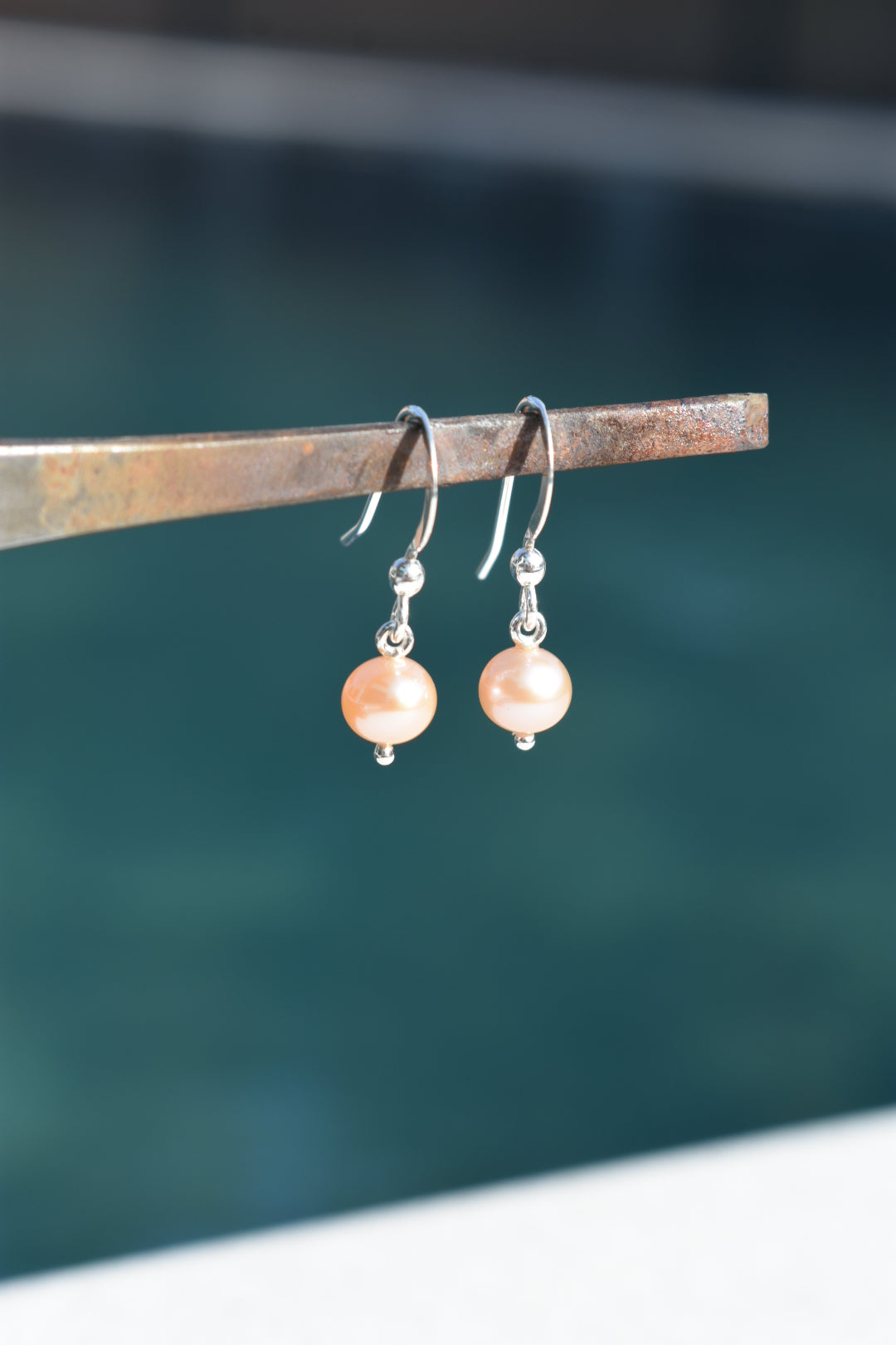 Boucles D'oreilles Perles Rondes Saumon 6,7mm