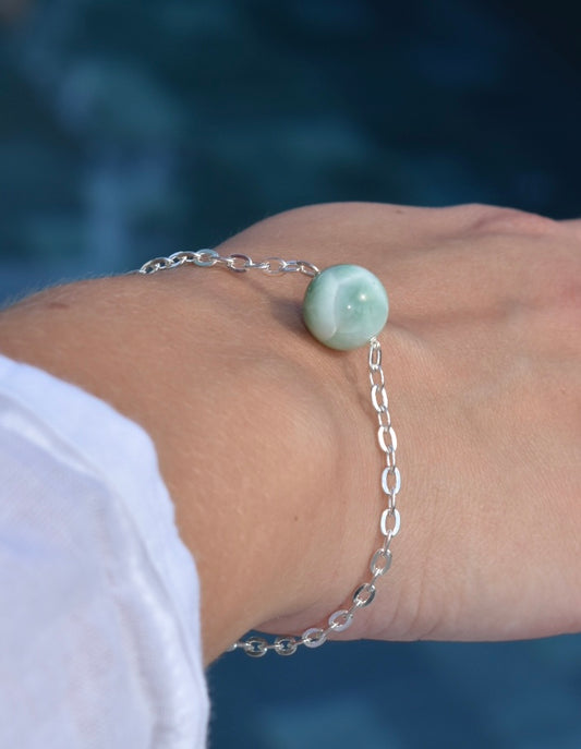 Bracelet Une Agate Vert Eau 12 mm