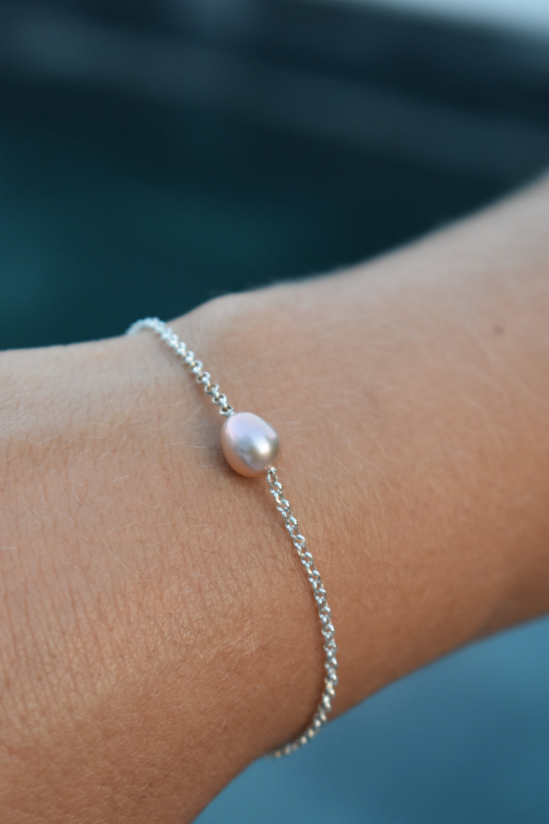 Bracelet Perle D'eau Douce Poire Rosée 6,8x8 mm
