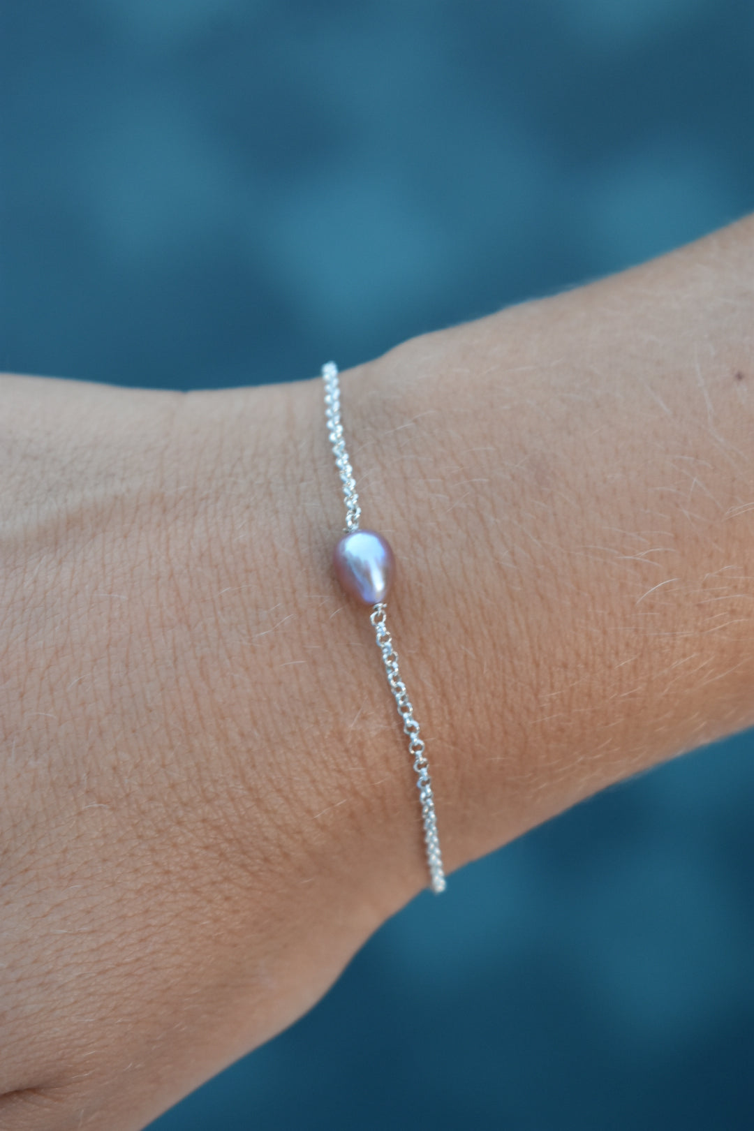 Bracelet Perle D'eau Douce Poire Violette 6,4x8,3 mm