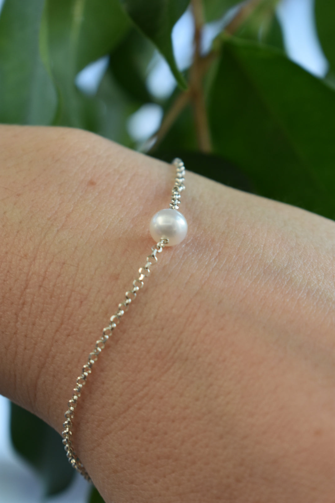 Bracelet Perle D'eau Douce Blanche Ronde 19cm
