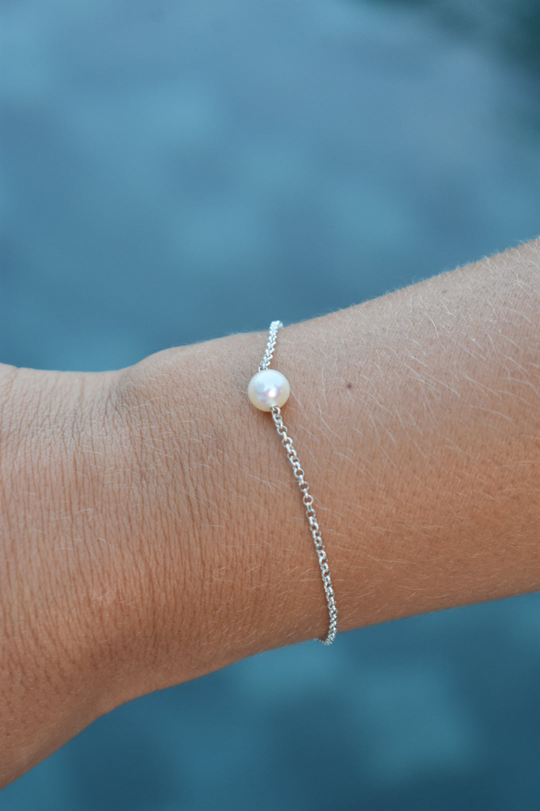 Bracelet Perle D'eau Douce Blanche Ronde 19cm