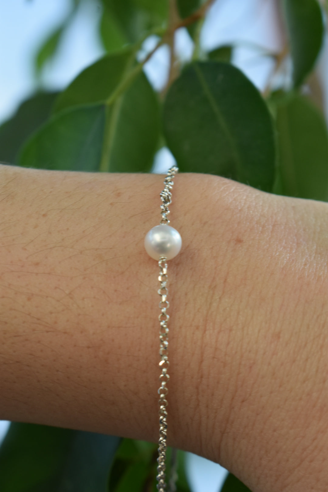 Bracelet Perle D'eau Douce Blanche Ronde 19cm