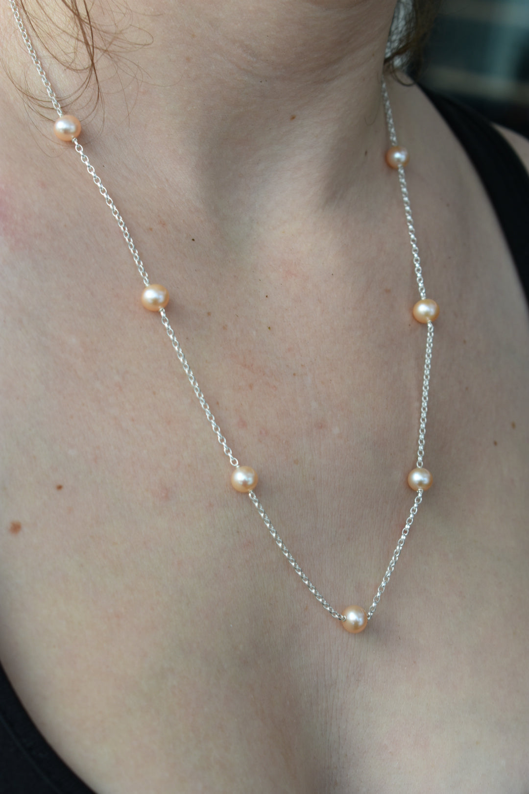 Collier 7 Perles D'eau Douce Saumon