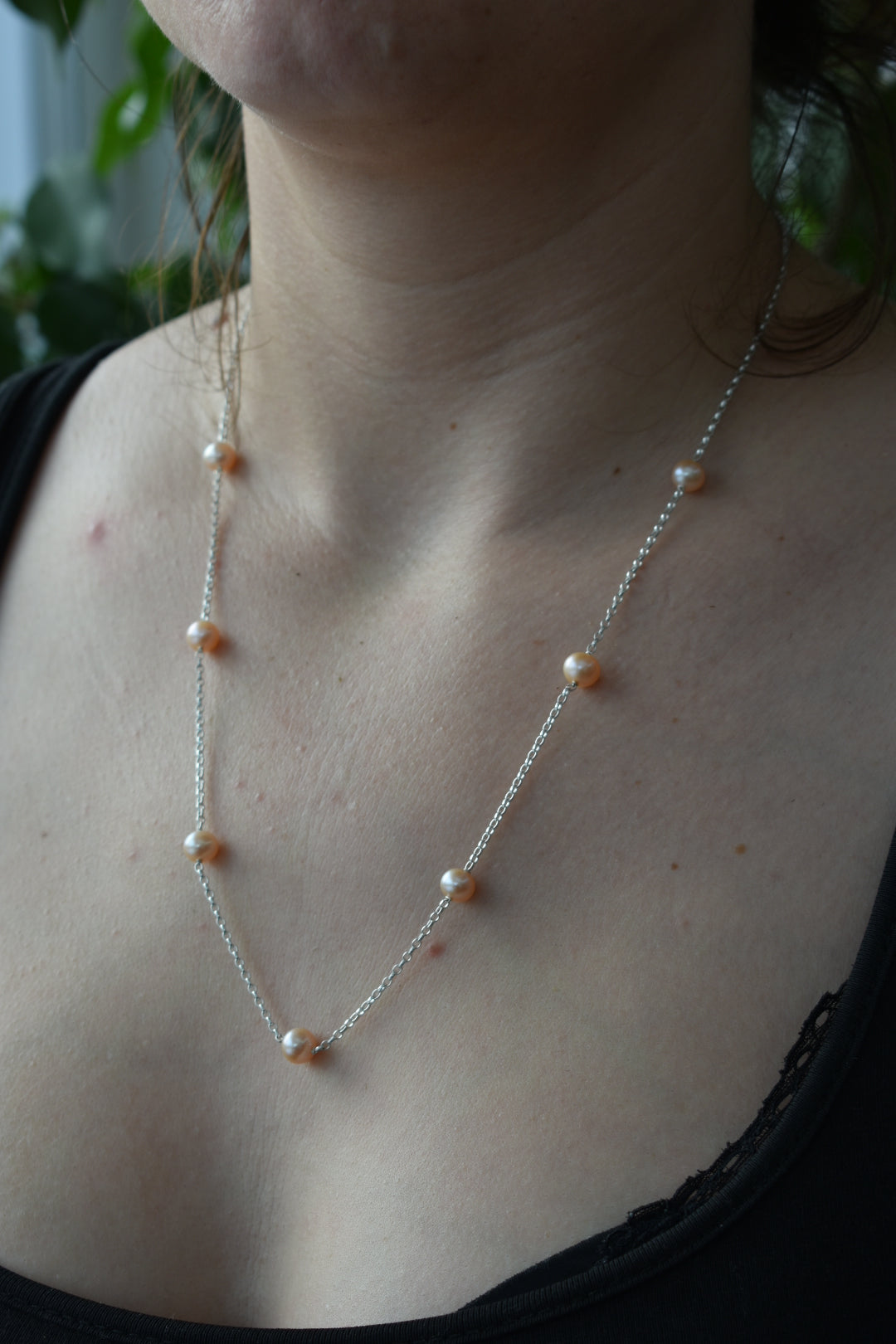 Collier 7 Perles D'eau Douce Saumon