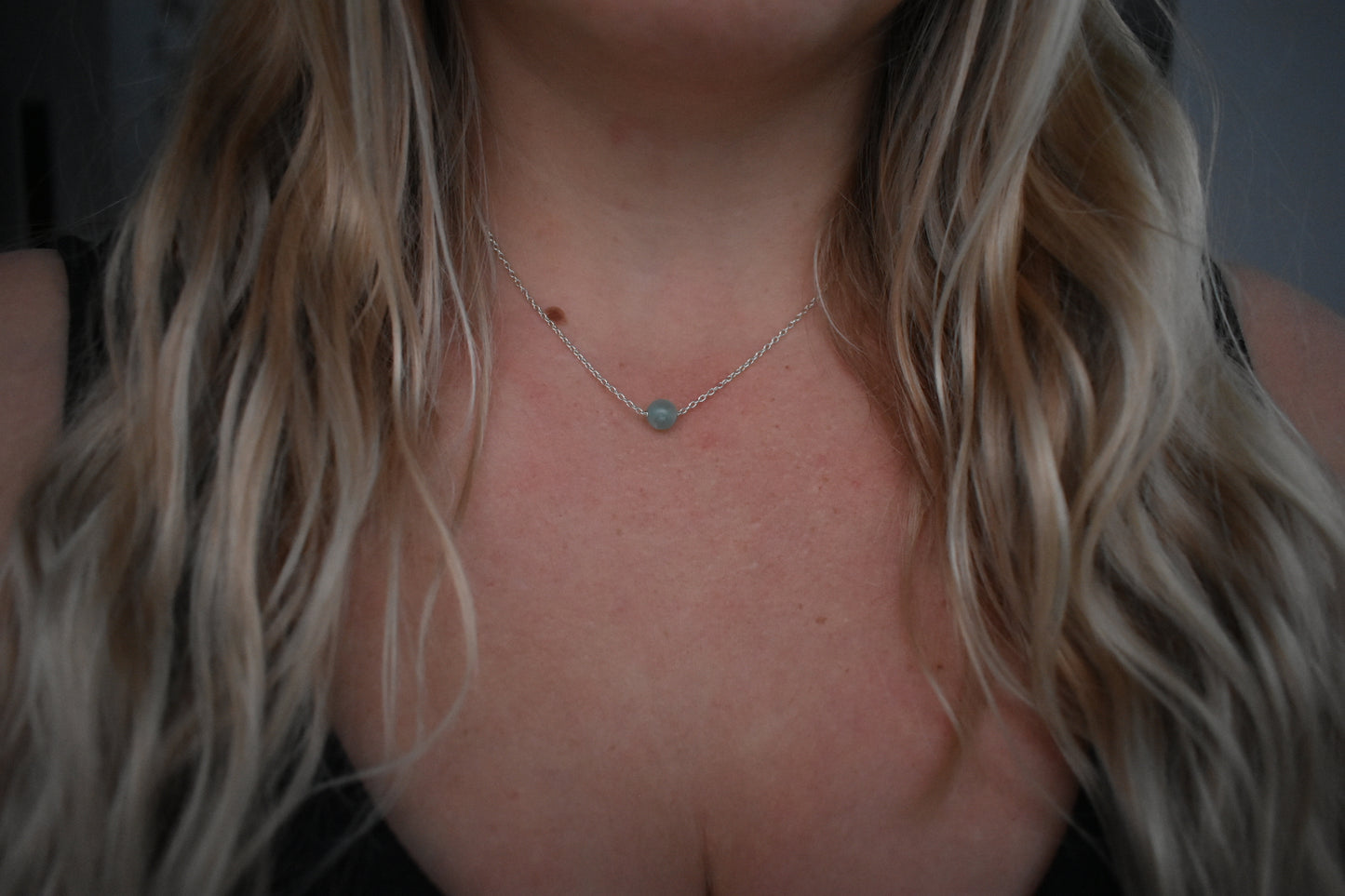 Collier Agate Vert Eau 6,7 mm