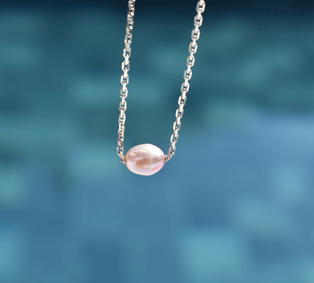 Collier en Perle D'eau Douce Ovale Rose 6x8 mm