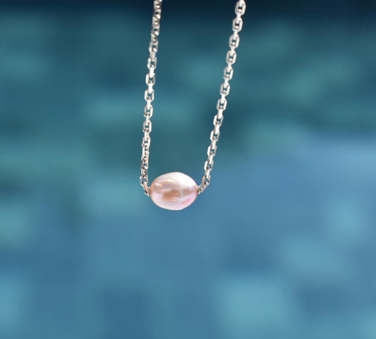 Collier en Perle D'eau Douce Ovale Rose 6x8 mm