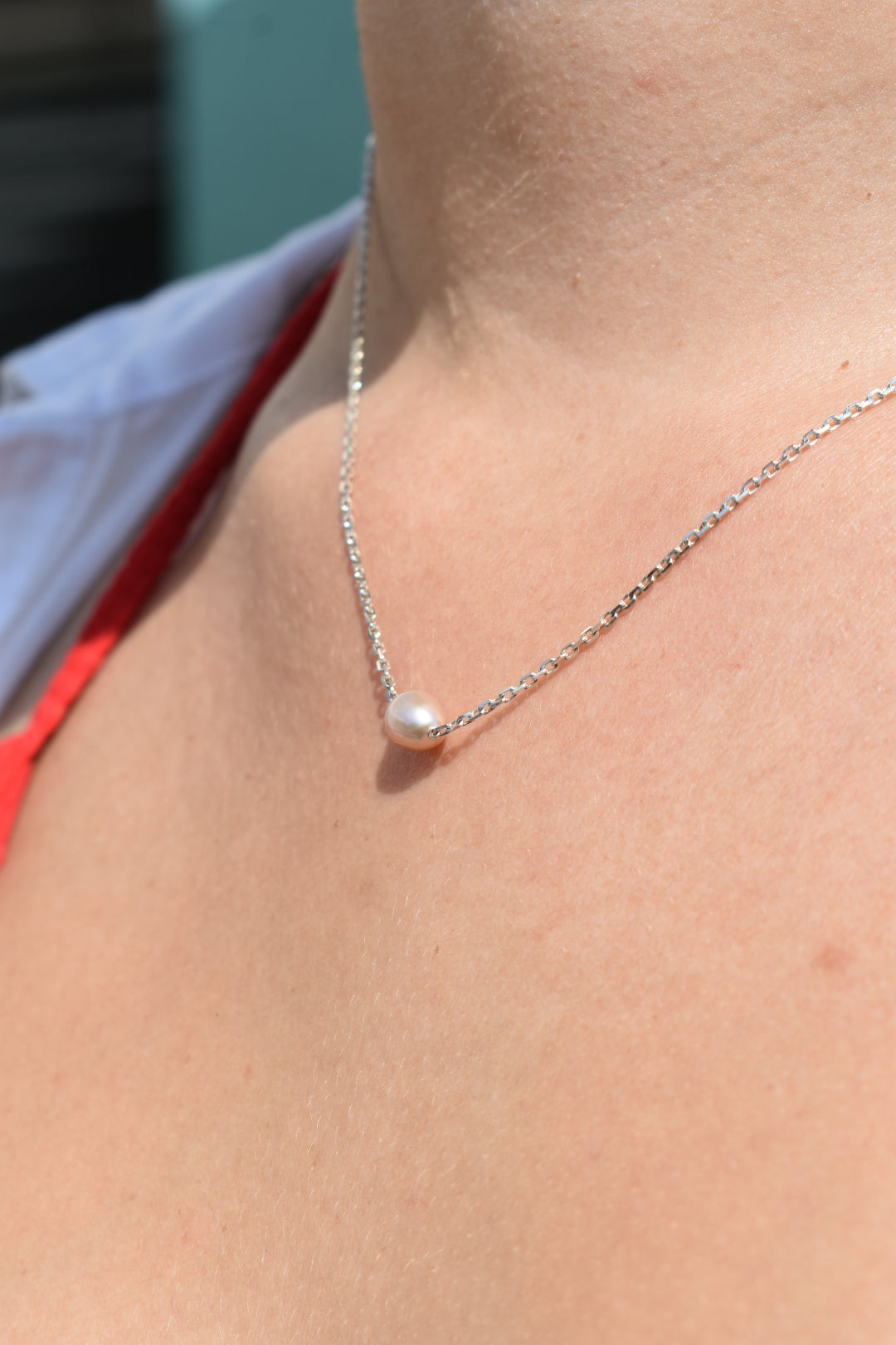 Collier en Perle D'eau Douce Ovale Rose 6x8 mm