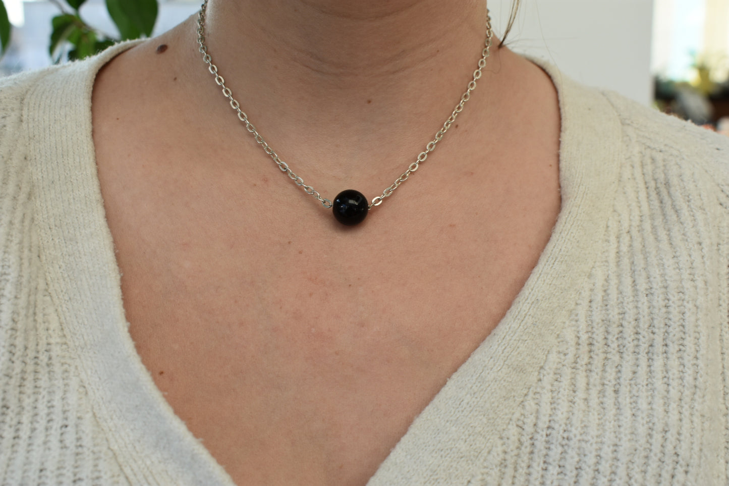 Collier Ras De Cou Onyx 12mm