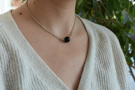 Collier Ras De Cou Onyx 12mm
