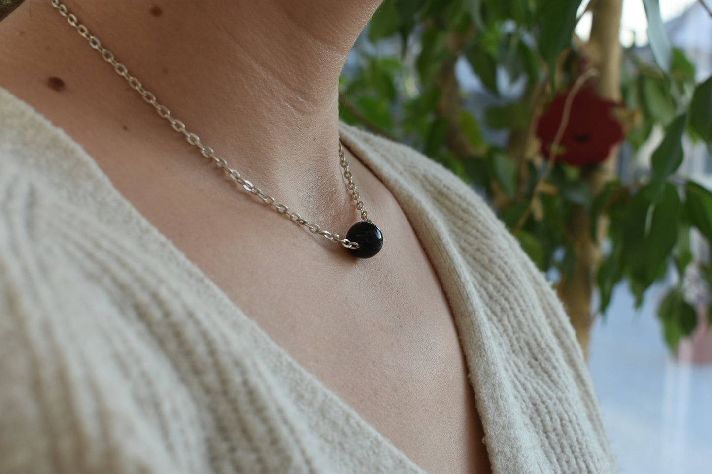 Collier Ras De Cou Onyx 12mm