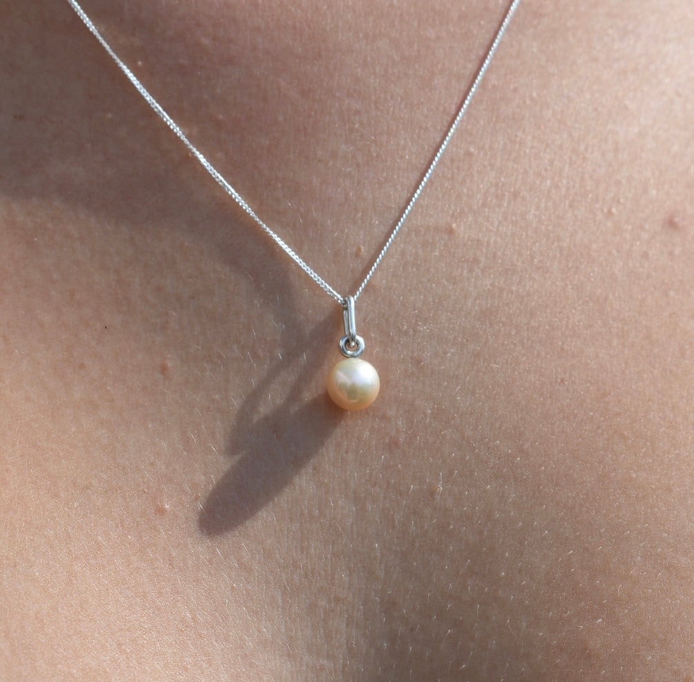 Pendentif Perle D'eau Douce Beige 7mm
