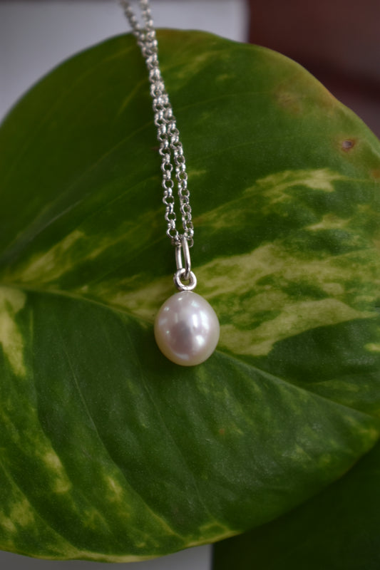 Pendentif Perle D'eau Douce Blanche Ovale 10mm