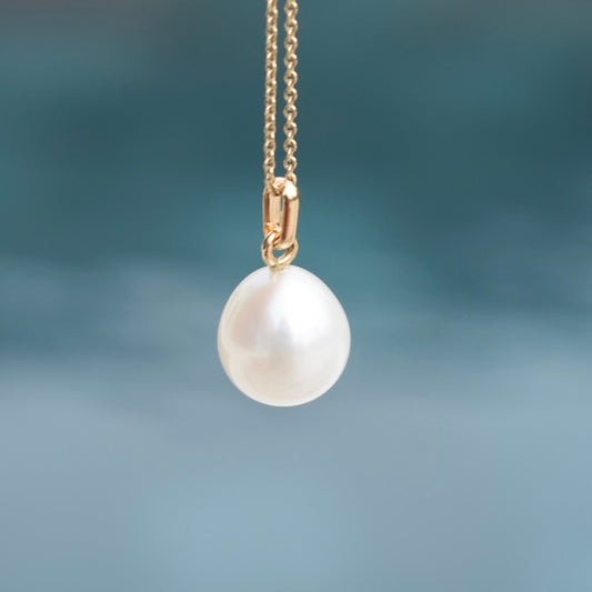 Pendentif Or Jaune 18K Perle D'eau Douce 9x11mm